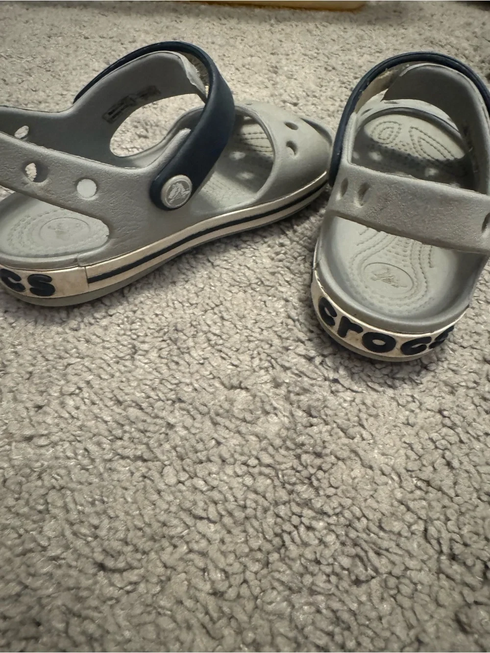 Kids Crocs Gray and Navy Sandals size C9